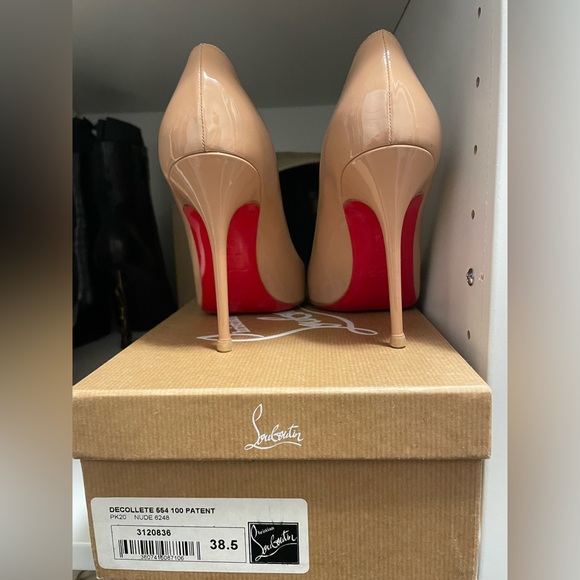 ❌SOLD❌Christian Louboutin DECOLLETE 554 100 Patent 8.5 nude - Picture 3 of 8